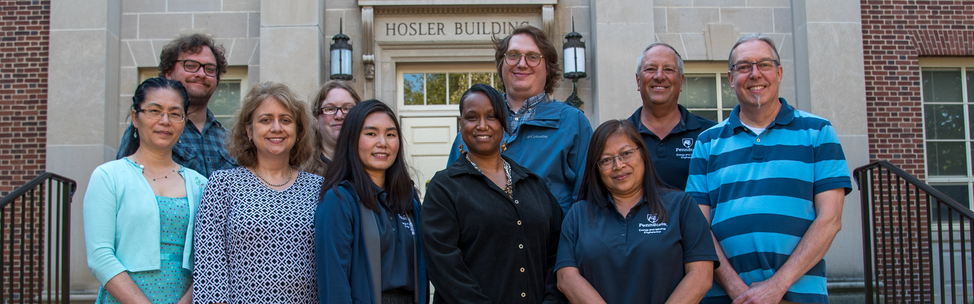 EME staff in front of Hosler Building smiling