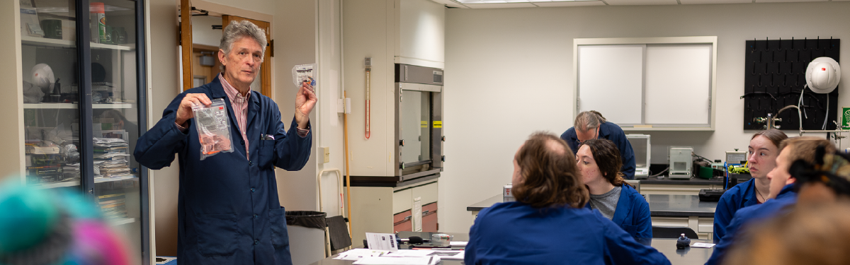 Bill Groves in lab classroom